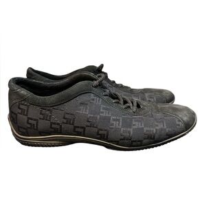St. John Black Lace-Up Sneakers with Classic SJ logo